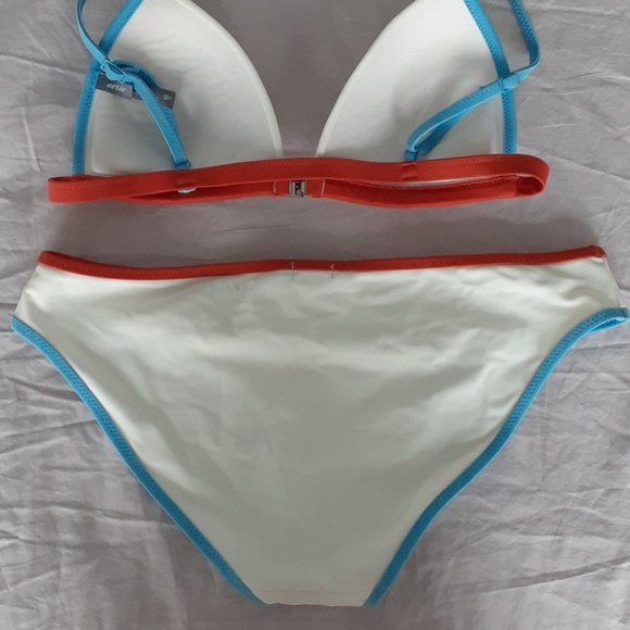 Aerie Swim White Triangle Bikini Top Extra Small (XS), Bottom Small (S) - Picture 4 of 8